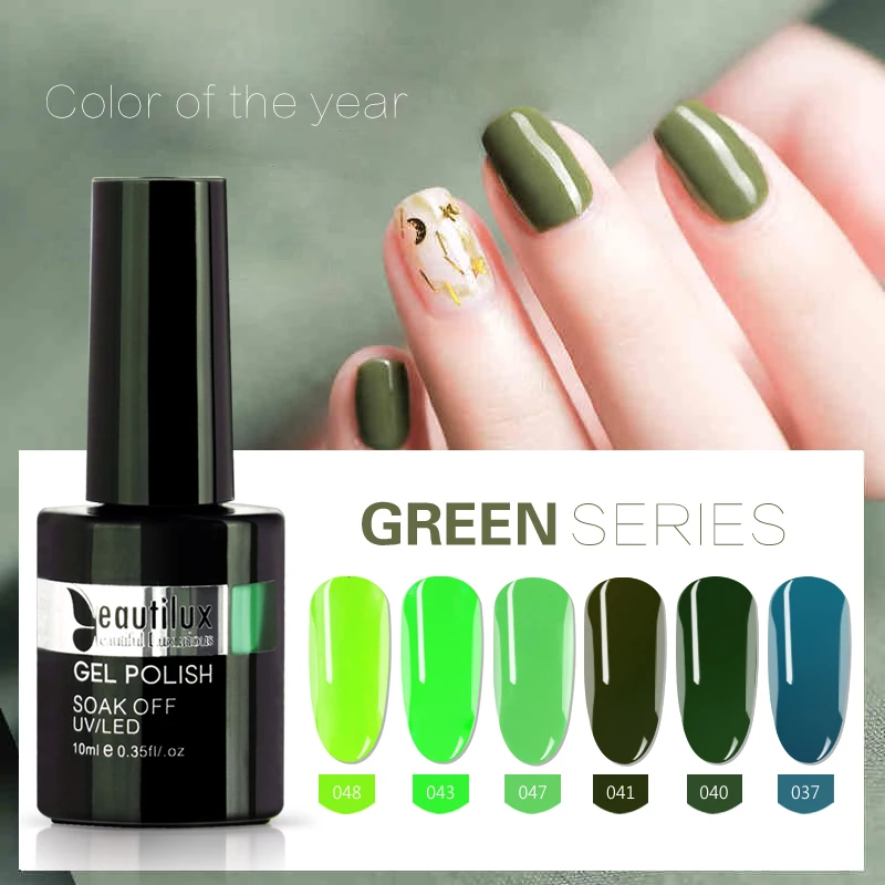 

Green Color Gel polis 1pc Spring Grass Neon Green Color Gel Nail Polish Varnish Dark Green UV Gel Nails Polish Nail Lacquer 10ml