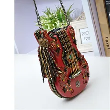 Новая сумка сделанная вручную гитара моделирование пакет ретро бисерная цепь пакет плечо диагональная упаковка