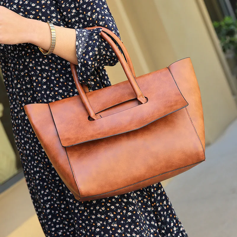 

New Vintage Women Bags women's Handbag High Quality Pu Leather Fashion Big Sling Bag Tote Black Bag Sac A Main Christmas.