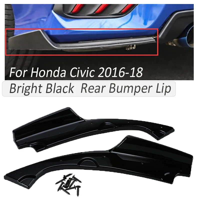 1 пара яркий черный против царапин Автомобильный задний бампер для Honda Civic диффузор разветвители фартуки спойлер корпус защитный комплект-18
