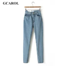 GCAROL Women High Waist Denim Jeans Vintage Slim Mom Style Pencil Jeans High Quality Denim Pants Plus Size 29 For 4 Season