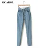 GCAROL אירו סגנון קלאסי נשים גבוהה מותן ינס ג 'ינס בציר רזה אמא סגנון עיפרון ג' ינס מכנסיים ג 'ינס באיכות גבוהה עבור 4 עונה