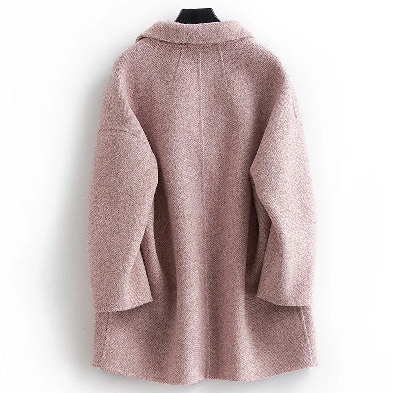 Осенне-зимнее женское Шерстяное Пальто, корейские модные шерстяные пальто из альпаки, длинная двухсторонняя шерстяная одежда, casaco feminino Q384