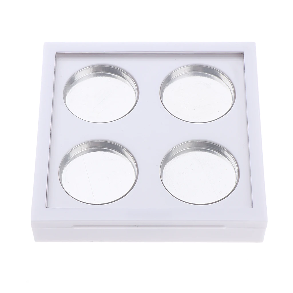 Clear Lid Empty 4 Slots Eyeshadow Lipstick Powder Box Case Cosmetic Packing Palette, Square 7.9x7.6x1.8cm