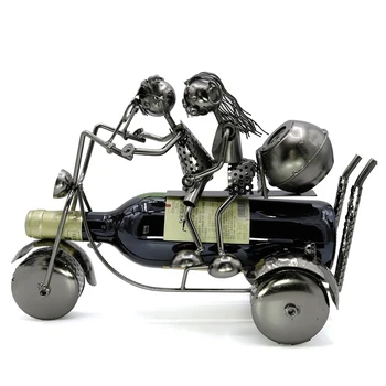 

34*18*24cmthe Metal Iron Handmade Plating Style Couple Motorcycle Wine Rack Home Furnishing Office Deco Practical Wine Holder