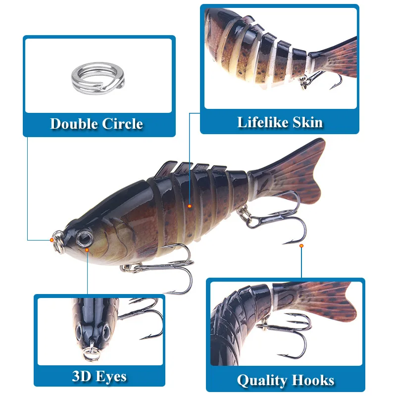 Swimbait Hard Fishing Lures Artificial Bait 100mm 16g Swimbait Minnow Quality Professional 3D Eyes Multi-Section Bait Winter 