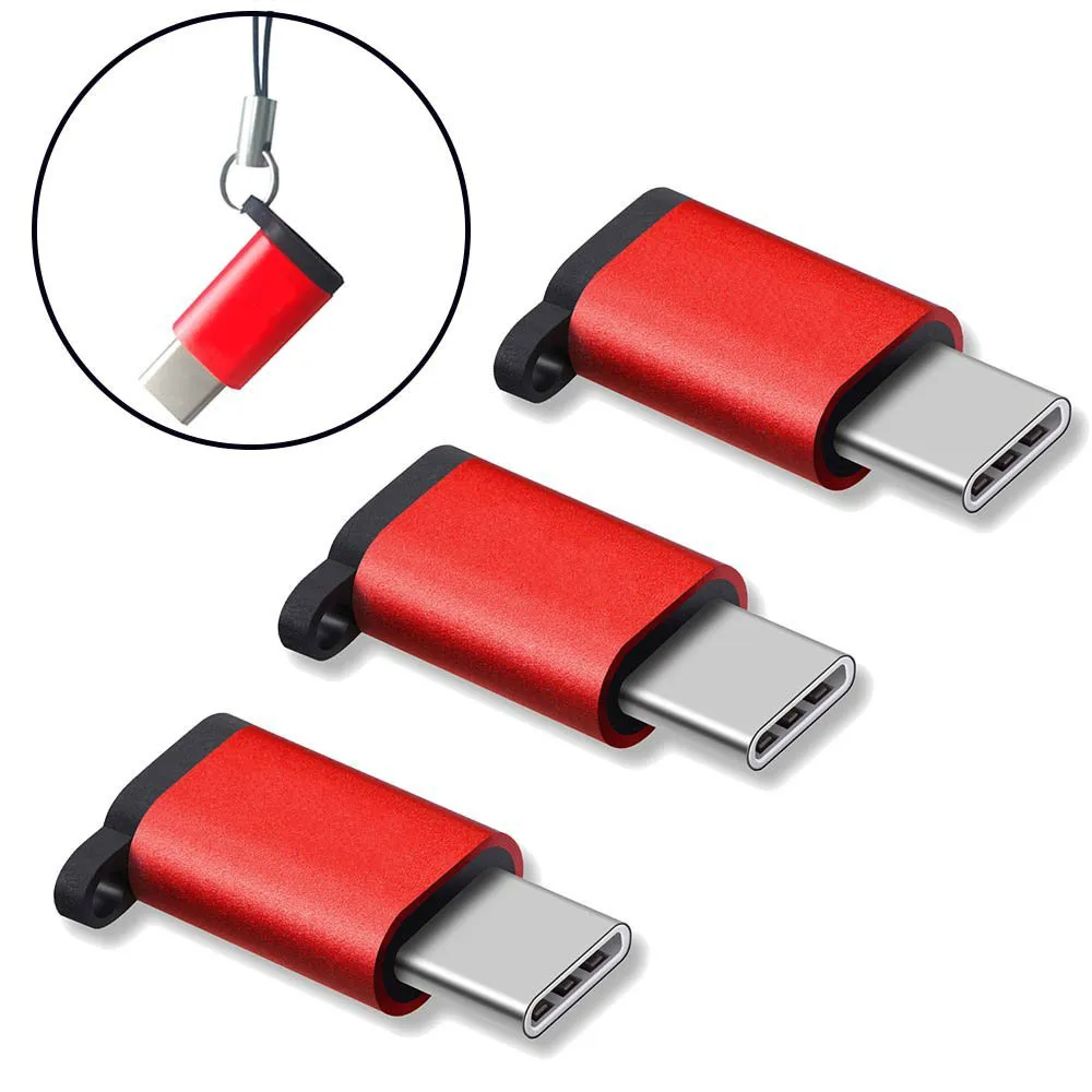 

USB C to Micro USB Adapter 3 Pack Anti-lost Keychain Type C Convert for MotoZ Force for LG G5 for Samsung S8 Plus note 8 Macbook