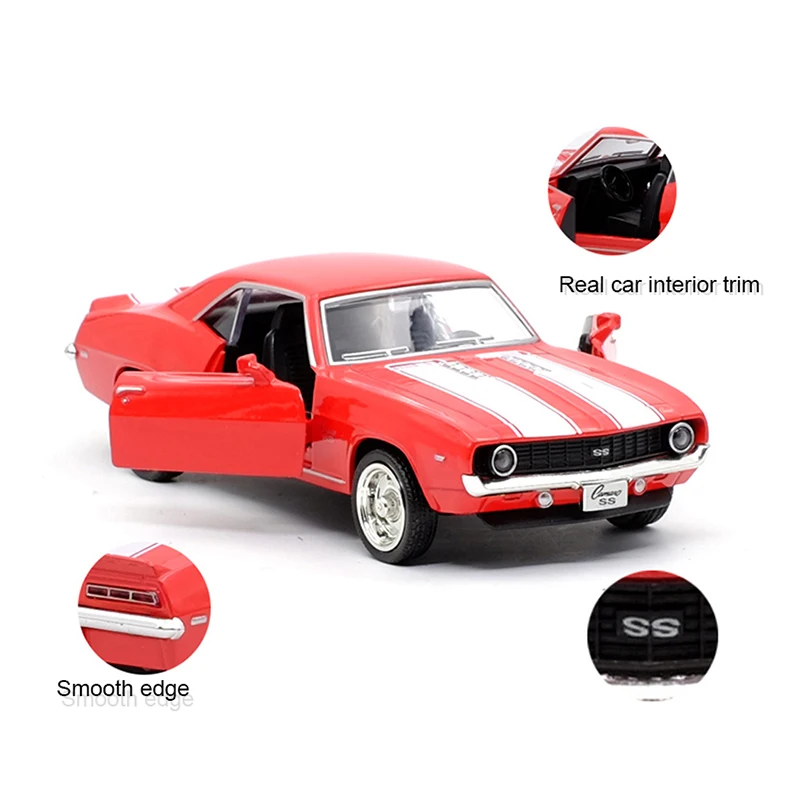 RMZ CITY 1:36 Chevrolet Camaro SS 1969 Супер спортивный автомобиль черный красный литой автомобиль модель игрушки с оттягиванием назад для детей Подарки