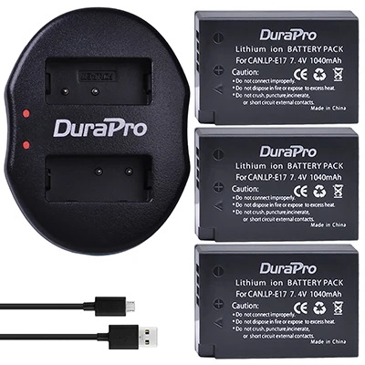 Аккумулятор для камеры DuraPro 4 шт. 1040 мАч LP-E17 LPE17 LP E17+ двойное зарядное устройство USB для canon EOS Rebel T6i 750D T6s 760D M3 8000D Kiss X8i - Цвет: 3 Battery Set