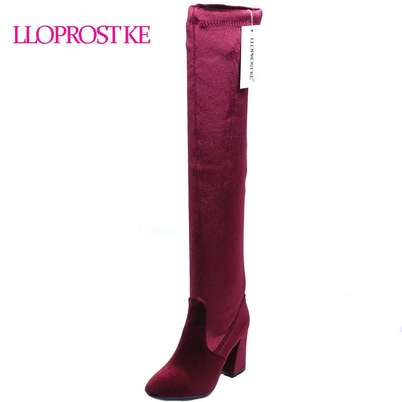 red velvet knee high boots