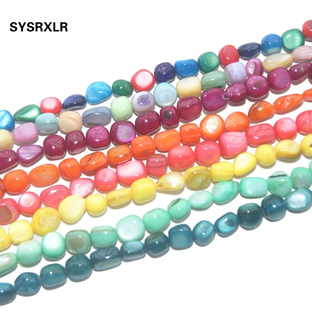 

Free Shipping 19 Color 5-8 MM Gravel Natural Shell Dye Color Beads For Jewelry Making Stone Straight Hole DIY Bracelet Necklace