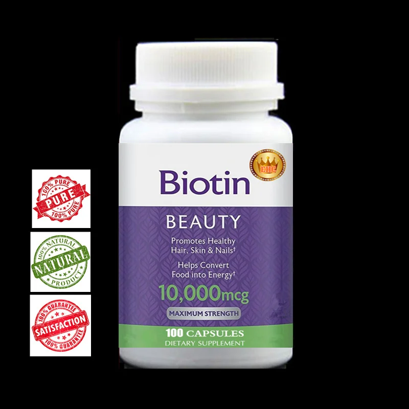 

Biotin Maximum Strength 10000mcg,High Potency to Supports Hair Growth, Glowing Skin and Strong Nails,Vitamin H,100Count/bottle