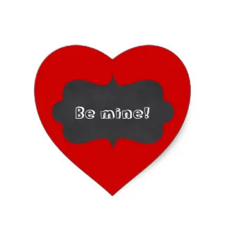 

3.8cm Message on chalkboard tag for Valentines Heart Sticker