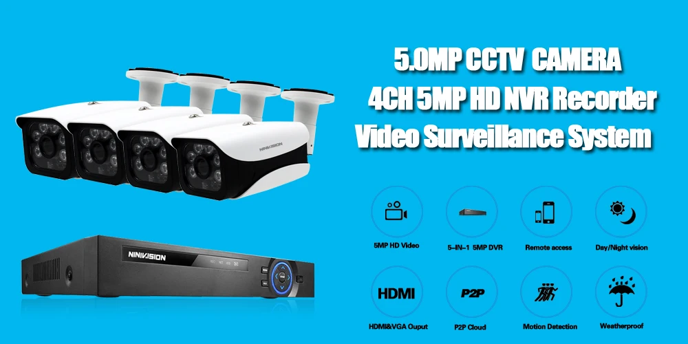 H.265 8CH 48V 4CH 5MP POE CCTV система 5.0MP IP POE наружная Водонепроницаемая металлическая камера 2560*1920 комплект видеонаблюдения