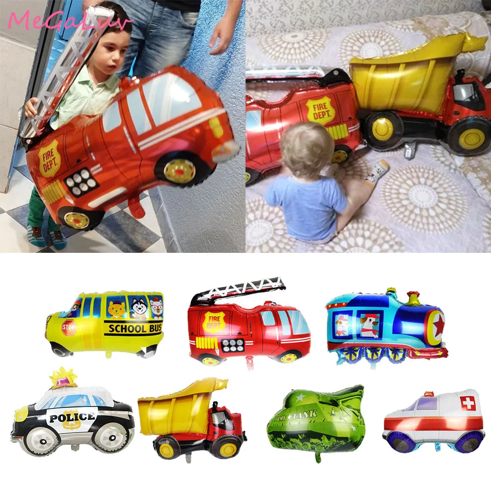 

1pc Car Foil Balloon Tank Train Police School Bus Ambulance Helium Balloons Baby Shower Birthday Party Decor Boy Girl Toy Gift