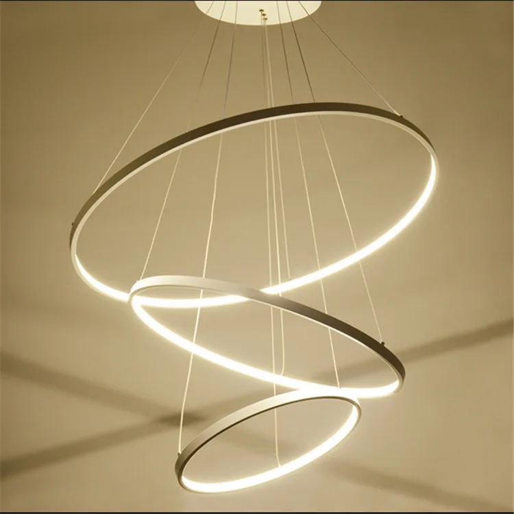 

Modern LED pendant lamp Minimalism circular ring Acrylic chandelier lamp Multivariant style aviation aluminum alloy lights