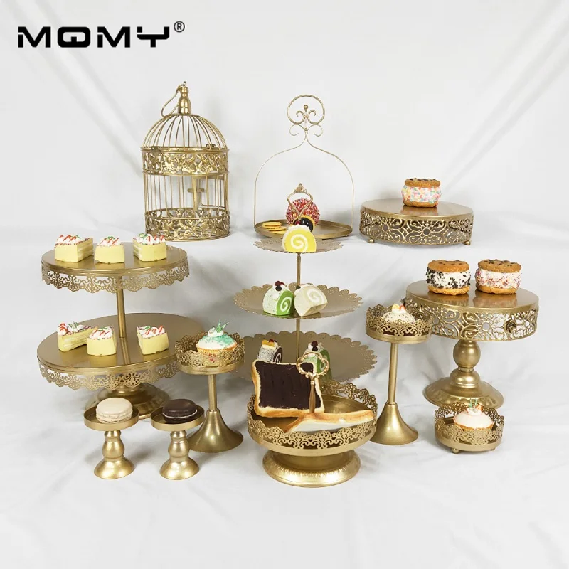 12PCS Gold 12 шт Золото 3 уровня декоративный элемент Свадебный кекс торт стенд - Цвет: 12PCS Gold