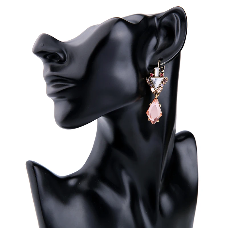 11,11 ювелирные изделия joolim оптом/треугольник белый мрамор розовый кристалл Каплевидная форма серьги Модные ювелирные изделия вечерние серьги