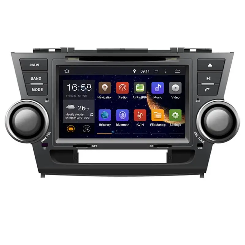 Flash Deal 8" Android Car DVD Player,BT GPS WIFI,Audio Radio Stereo,Car multimedia for Toyota Highlander 2008 2009 2010 2011 2012 2013 2014 0
