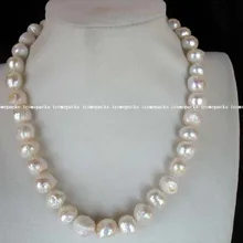 Натуральный пресноводный жемчуг Белый барокко 11-13 мм ожерелье 17"