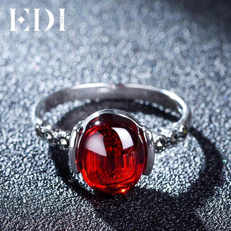 

EDI 4 Color 1.2ct Garnet Natural Chalcedony Rings 925 Sterling Silver For Women Sterling-silver-jewelry Best Fine Jewelry Gift