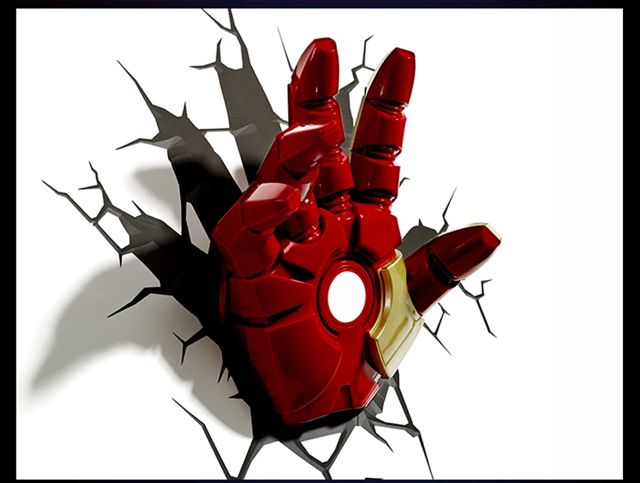 Творческий Marvel Железный человек Форма 3D Настенный светильник мстители альянс Светодиодные ночники для детской комнаты украсить детям подарки