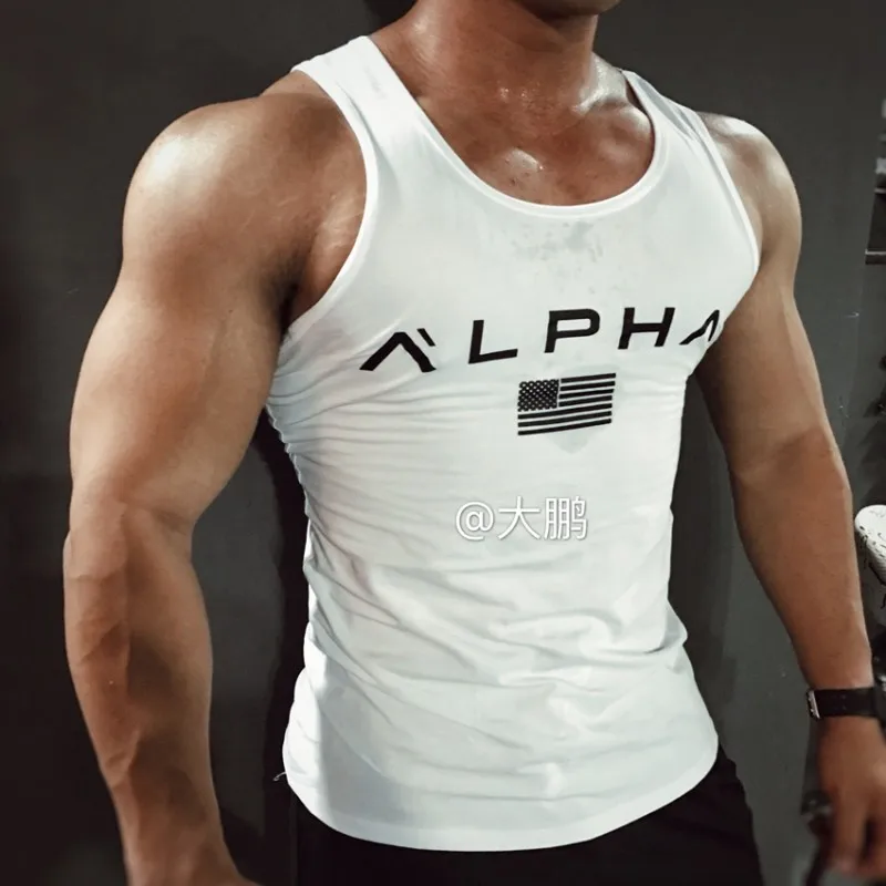 

Brand alpha clothing bodybuilding stringer gyms tank top men fitness singlet cotton sleeveless shirt muscle vest