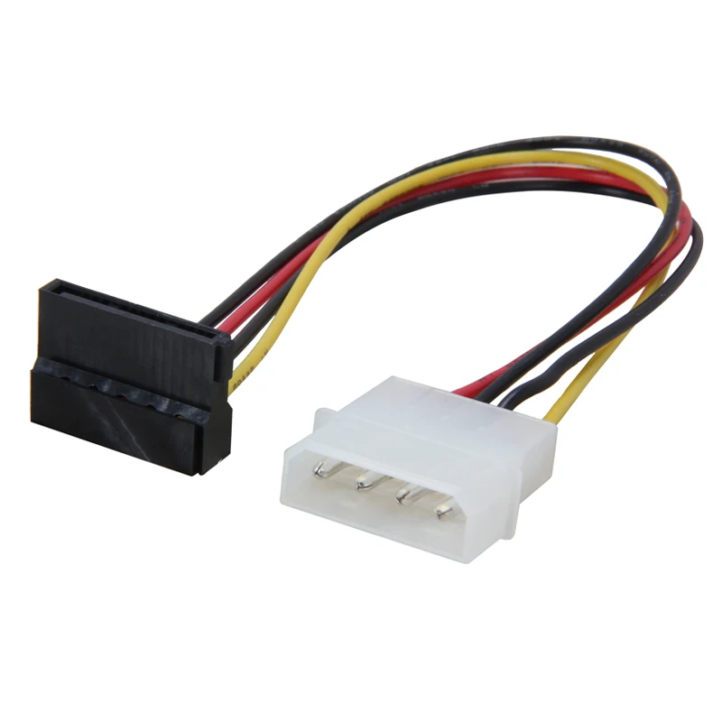 

8 inches Molex 4-pin LP4 Male to SATA Power 15-pin 90-Degree Adapter Converter Cable for ATX 12V/5V & Hard Drive Disk HDD/SSD