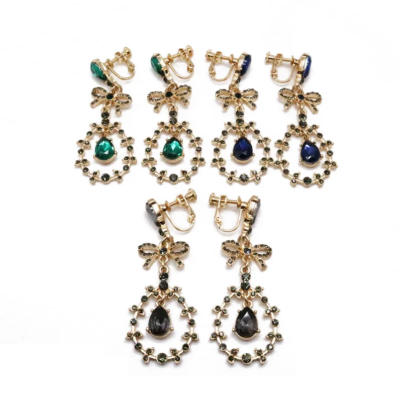 

Free Shipping Sweet Teardrop Bow Charm Alloy Elegant Earring