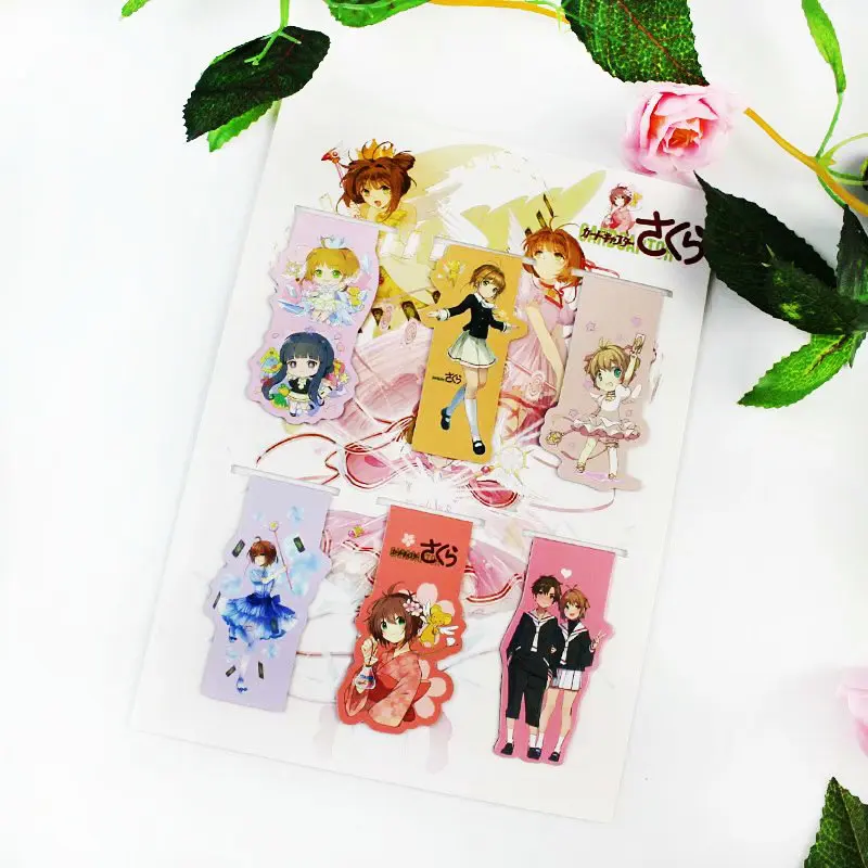 6 шт Card Captor Sakura аниме магнитная закладка для книги из мультфильма Закладка-магнит