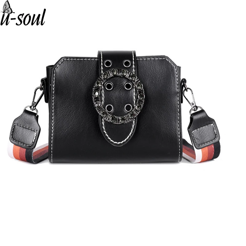 

Crossbody bag Female simple retro lock small square bag universal wild wide shoulder strap Messenger bag women daily A11238