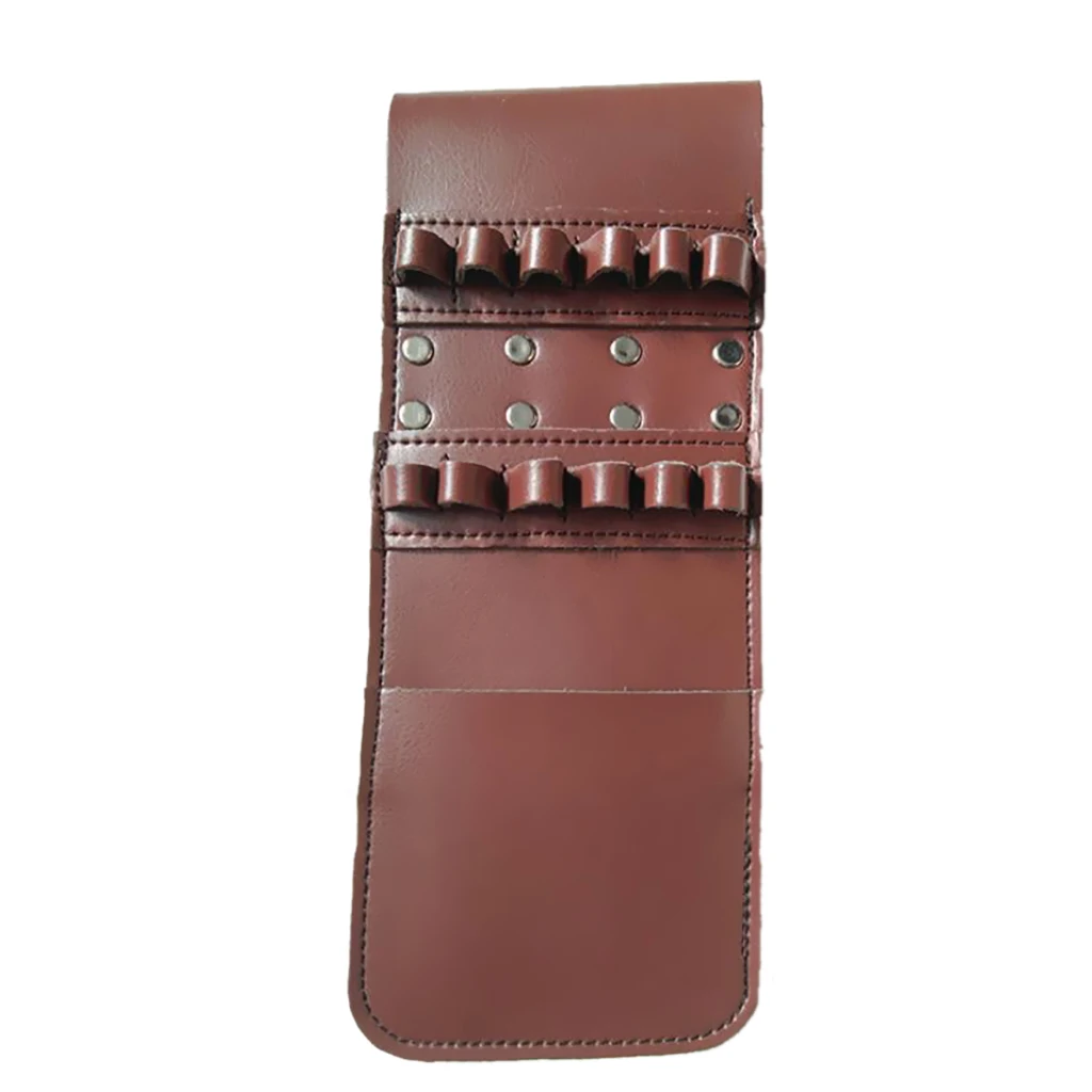  12 Arrow Brown Hunting Archery Leather Arrow Quiver Portable  Pocket Holder Bag For Outdoor Walk Shooting And Target Practice