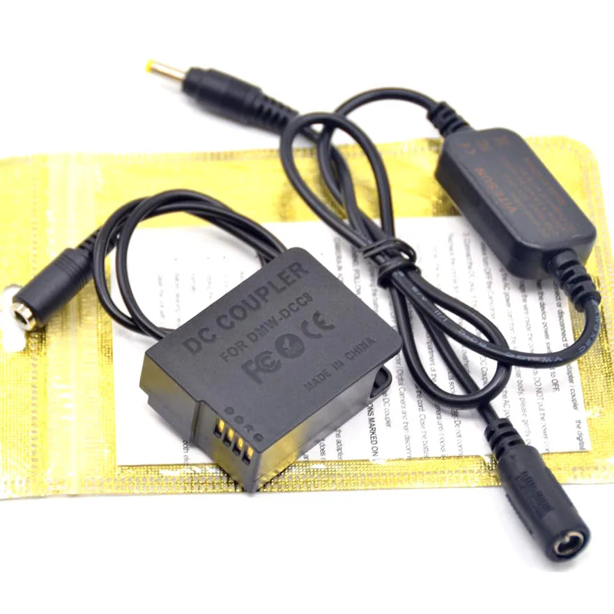 

12V DC adapter cable DMW-AC8+DCC8 DC Coupler DMW-BLC12 BLC12E dummy battery for Lumix GX8 FZ1000 FZ200 G7 G6 G5 GH2 GH2K GH2S