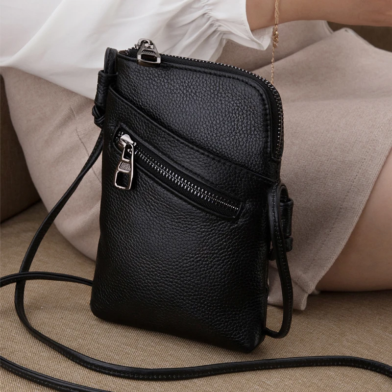 Fashion Genuine Leather Phone Pouch Mini Crossbody Shoulder Bag Purse For Women 
