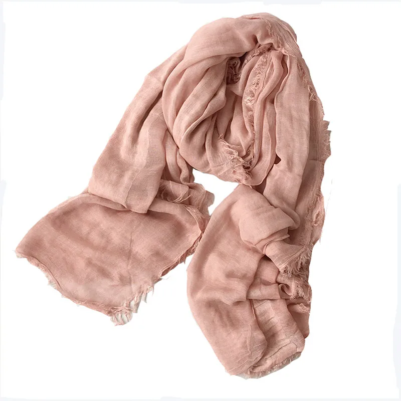Pink Cotton Modal Linen Scarf For Women Men Oversized Winter Scarves