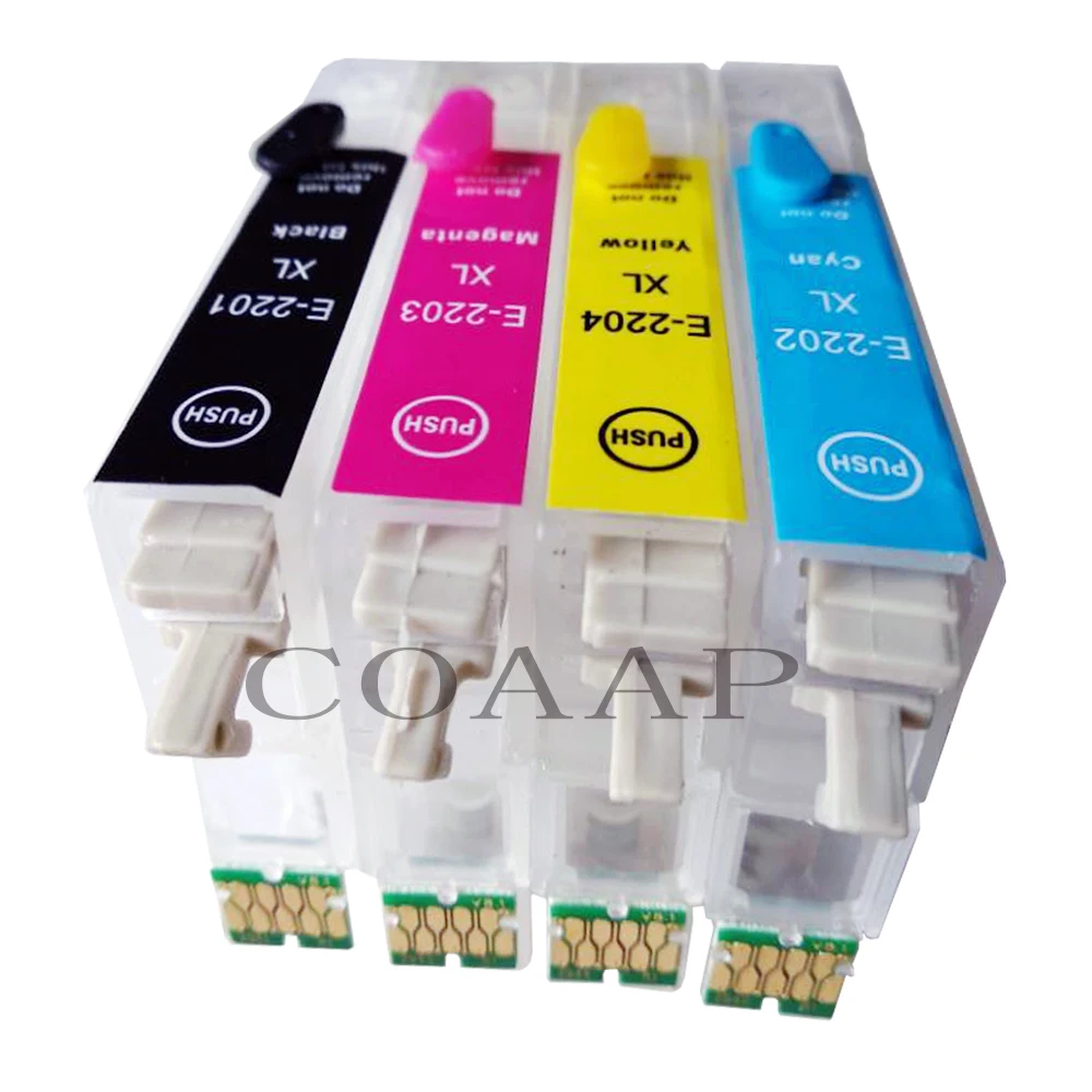 4 упак. Совместимость Пустой картридж с чипами T2201 T2202 T2203 T2204 для Epson WorkForce XP 320 420 424 WF