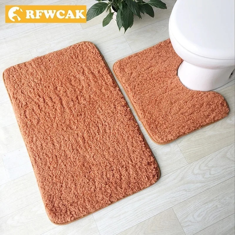 

RFWCAK 2Pcs/Set Anti-slip Bathroom Carpet Floor Mat Bath Mats WC Toilet Door Mat Outdoor Shower Room Rugs For Home Decoration