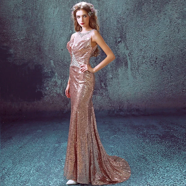 

Sexy Beaded Sequined Mermaid Party Dress 2019 Gold Bridesmaid Dresses Robe Demoiselle Honneur Dress For Bridesmaid Wedding Party
