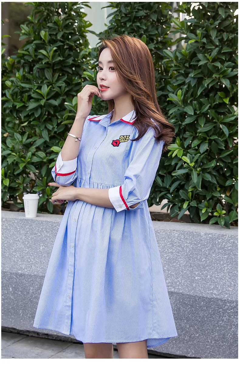 Maternity Dress Loose Large Size Pregnancy Clothes Fashion Pregnant Women Summer Korean Version Bare Shoulder Cotton dresses (12)