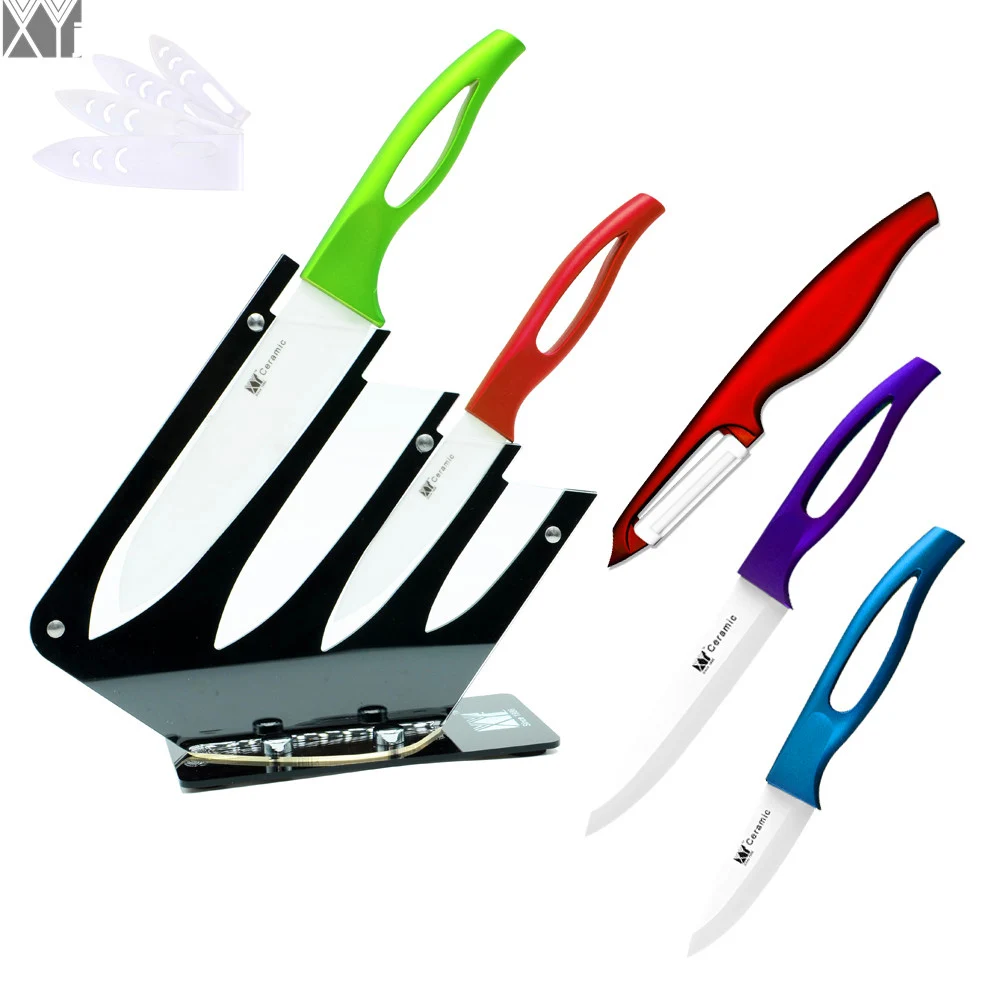 Assorted Color 4pcs Ceramic Knives With Peeler+ Knife Stand Kitchen