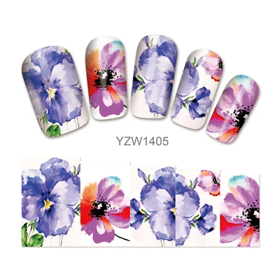 YZWLE 1 лист опциональный цветочный дизайн переводные наклейки с водой наклейки на ногти из фольги польские Обертывания украшения - Цвет: YZW1405