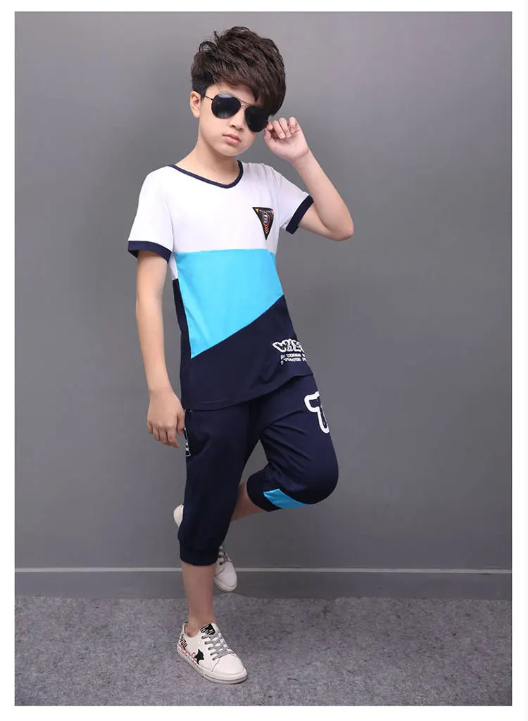 Casual Active Boys Clothes Set Summer Teenage T Shirt Short Pants Children Suit 2019 Kids Outfits Sports Clothing For Boys 2 Pcs (7)