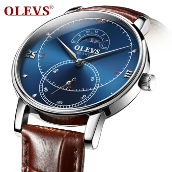 

Ultra thin Watches Brown Leather OLEVS Mens Watches Top Brand Luxury Wristwatch Men Business Simple Quartz Creative Wrist Watch