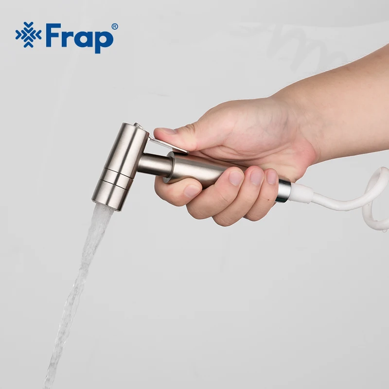 Frap New Bathroom Toilet Bidet 304 Stainless Steel Toilet Spray Gun Set Brushed Small Shower Bidet Personal Hygiene Y50005+F44-1