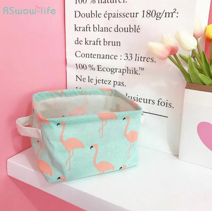 

Desktop Cleaning And Receiving Box Sundries Basket Flamingo Cloth Art Receiving Basket Toy Basket Bedroom Office Storage Box