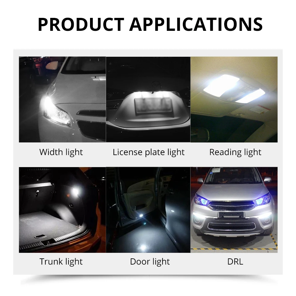 Partol 10 шт. T10 Светодиодные лампы W5W 501 194 168 автомобильный Стайлинг купольный