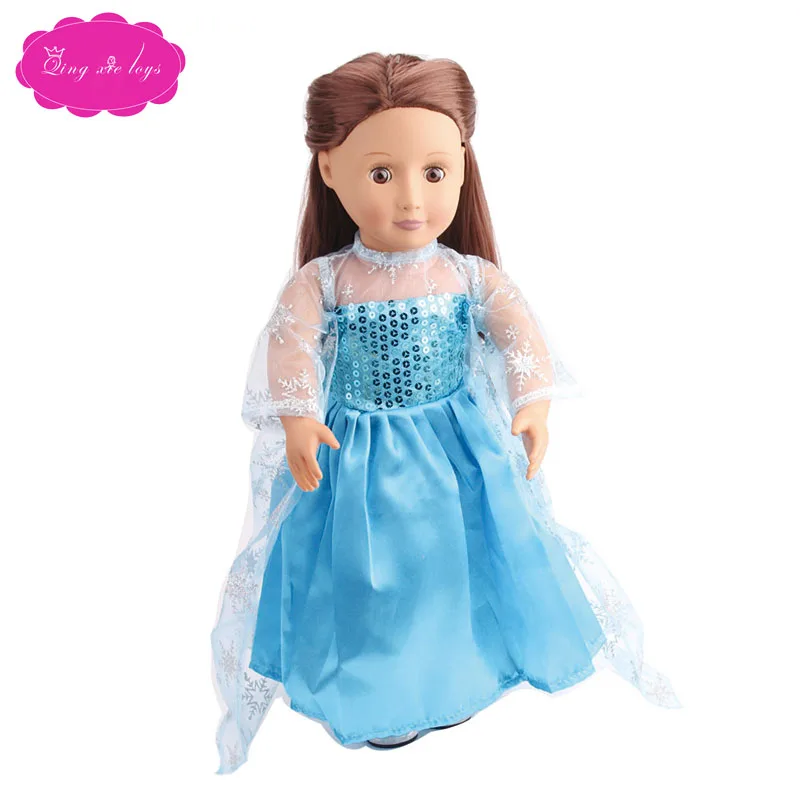Голубое платье принцессы Эльзы подходит 18 сапоги с меховой отделкой для девочек и 43-см аксессуары для маленьких кукол c78-c80