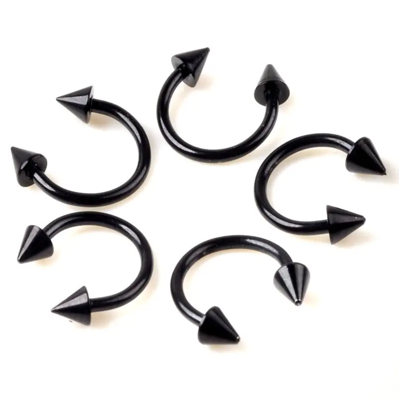 10 Pcs/lot Black Stainless Steel yebrow Nose Ring Tragus Earrings Helix Cartilage Lip Labret Stud Nipple Piercings Body Jewelry Piercing Jewelry