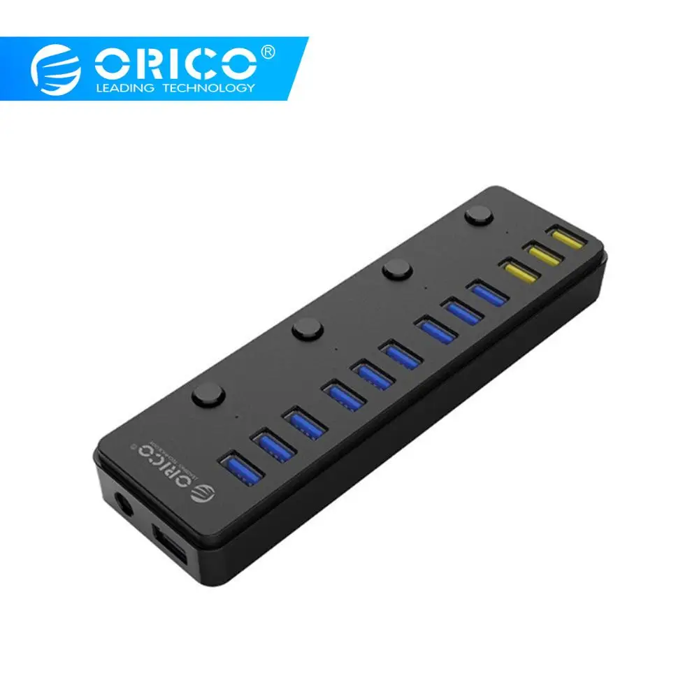 10 x 1.5A BC 1.2 Ports for Charge and Sync ORICO 10-Port Aluminium USB 3.0 Hub with Power Adapter /& Data Cable for Windows and Mac PC