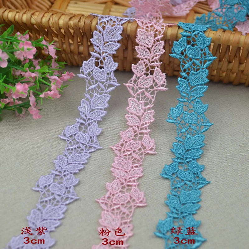 3m Flower Embroidered Lace Edge Trim Ribbon Wedding Applique DIY Sewing Craft